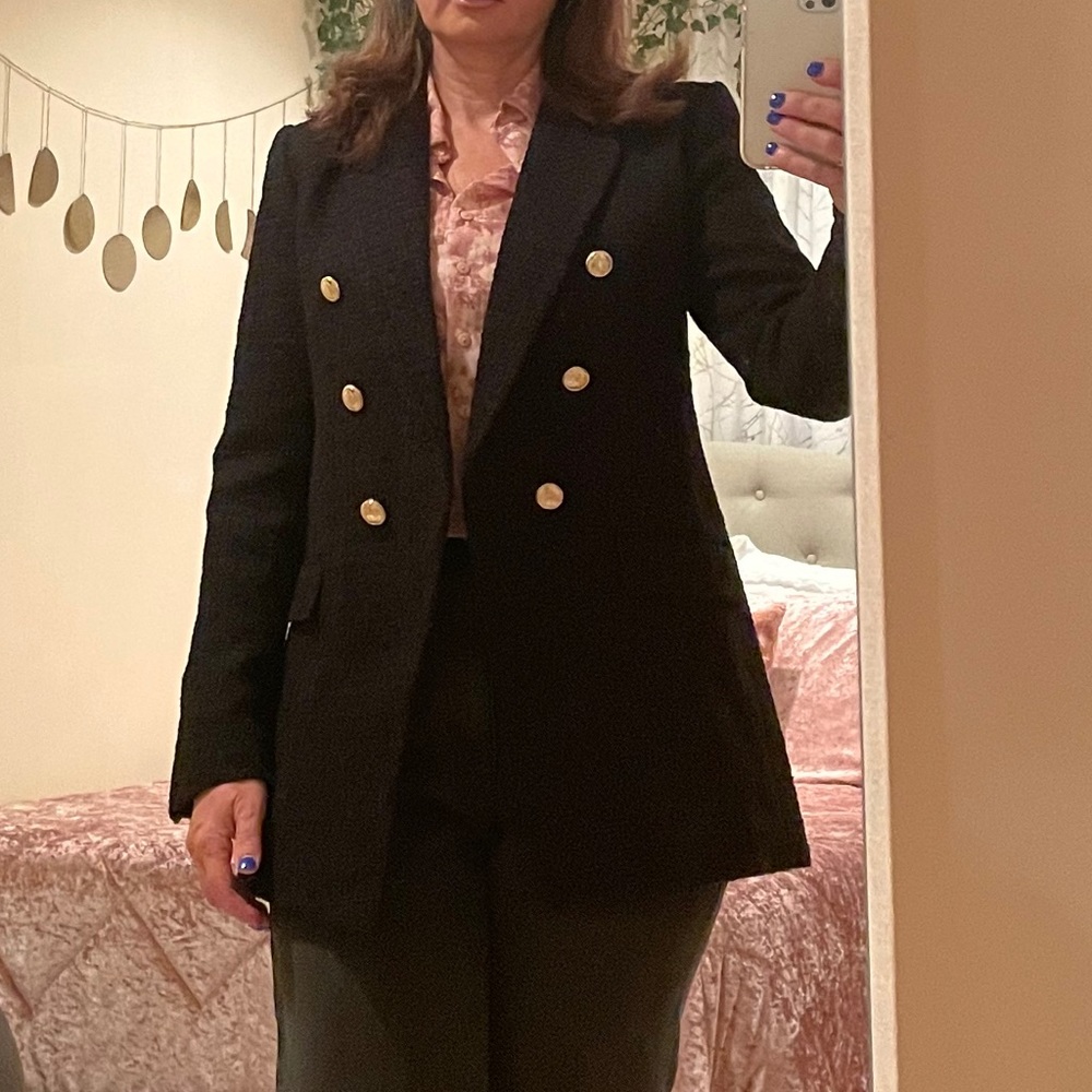 ZARA Brand new with tags buttoned textured weave blazer with gold buttons